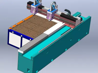Dual-head cantilever laser machine 3D model