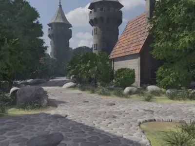 Charming Stone Village 3D model
