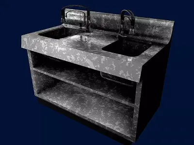 INDUSTRIAL KITCHEN WASHING DISHES UNIT 3D model
