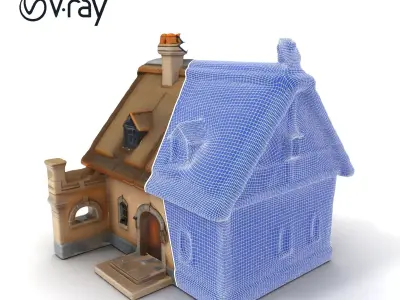 Cozy Cottage Model Pack with Detailed Thatched Roof Low-poly 3D model