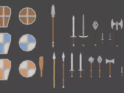 Melee Weapons Low-poly 3D model