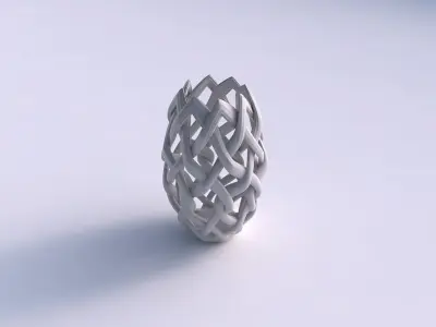 Vase wide on top part with interlacing lattice and extruded l... 3D print model 7