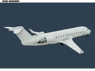 CRJ200 White Low-poly 3D model