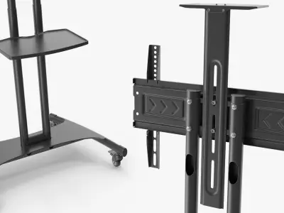 Mobile TV Stand with Shelf Black 3D model