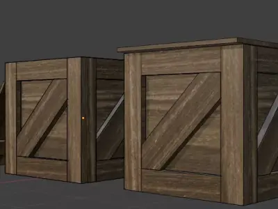 Low Poly Wooden Crate pack Low-poly 3D model