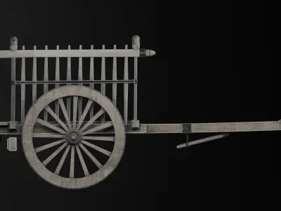 Medieval Bullock Cart Low-poly 3D model