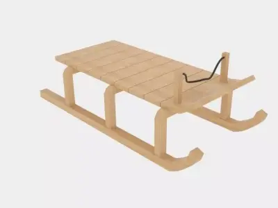  Wood Sledge  Low-poly 3D model