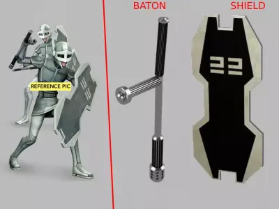 MANDALORIAN GUARD - SHIELD AND BATON 3D print model