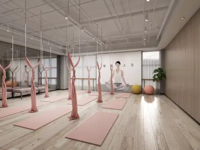 Dance yoga classroom Low-poly 3D model