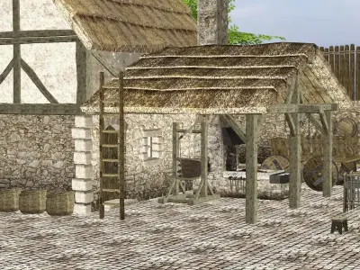 Medieval House Fantasy W2 PBR GameReady Low-poly 3D Model Low-poly 3D model