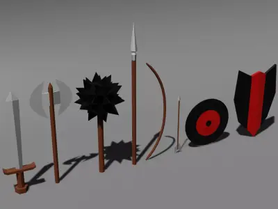 Weapon Pack Low-poly 3D model get