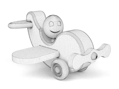 Wooden toy airplane 11 3D model