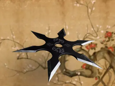 Shuriken star shaped blade Low-poly 3D model
