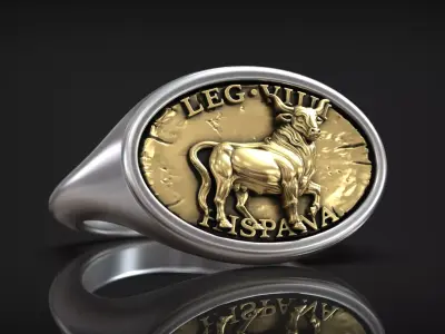 Roman Legion Hispana Buffalo Bull Antique Ring 3D print model