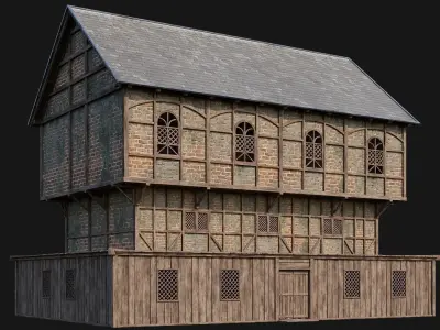 221-222-223-224 Old Medieval Houses Pack 4K Textures Low-poly 3D model