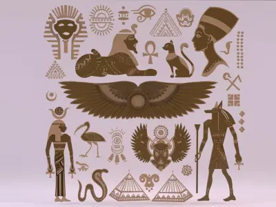 Egyptian Symbols - 052 Low-poly 3D model