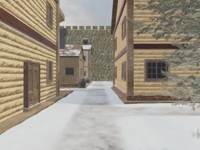 Walled Winter Village 3D model purchase