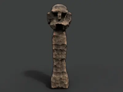 High Slavic Wooden Medieval Settlement Totem Statue Low-poly 3D model