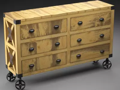 Manufacture Buffet-dresser on Wheels in the Industrial Style 3D model