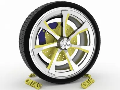 ORTAS CAR WHEEL RIM 107 GAME READY WHEEL RIM TIRE 3D model