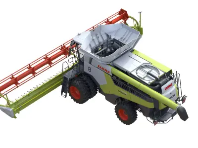 Claas Lexion Wheeled with CombineHarvester Low-poly 3D model