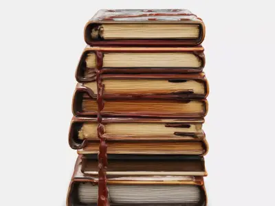 Worn Stack Books Low-poly 3D model
