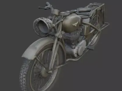 WWII Desert Military Motorcycle  Model Low-poly 3D model
