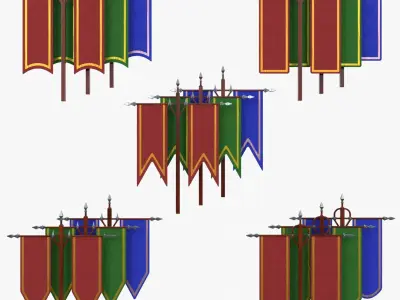 Double Banners 3D model