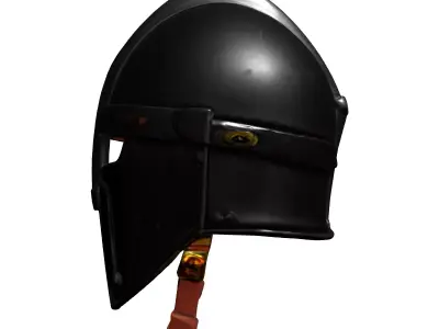 Medieval Knight Helmet PBR GameReady Low-poly 3D model