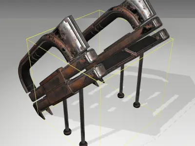 Futuristic Stairs - 4 - Rusty Textures Low-poly 3D model