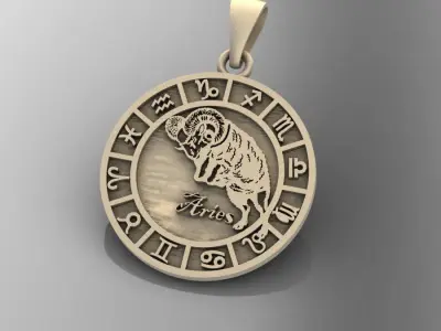 pendant zodiac aries 3D print model