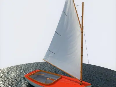 Cat Sailboat Low-poly 3D model