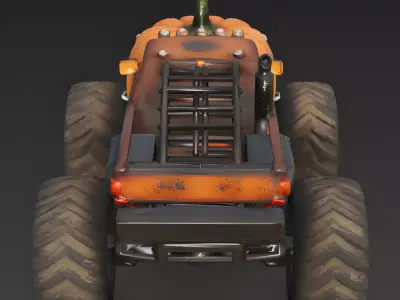 Realistic Halloween Pumpkin Monster Truck 3d model Low-poly 3D model