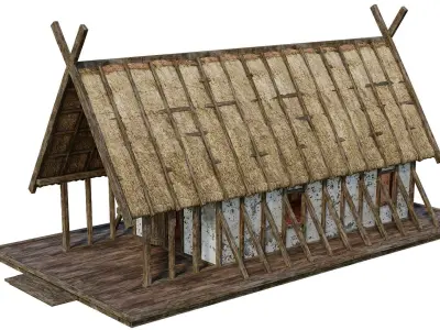 Old Medieval Building House 4K Textures GameReady 91 Low-poly 3D model