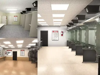 Shooting Range Interiors  Low-poly 3D model