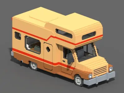 Voxel Motorhome Low-poly 3D model