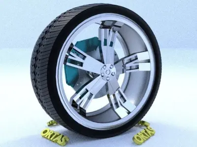 ORTAS CAR RIM 67 GAME READY RIM TIRE AND DISC 3D model