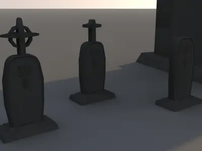 tombstone graveyard with tombstones Low-poly 3D model