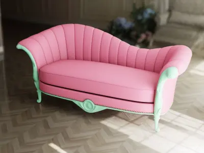 Furniture Sofa Blush Pink Chaise Lounge 002 Low-poly 3D model