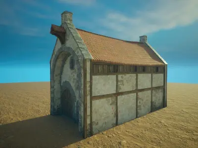 Medieval old House1-interior and exterior design Low-poly 3D model