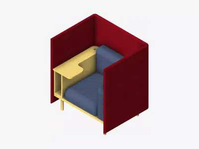 Sofa - Contemporary - Flame - Chair Work Shelf - Left Low-poly 3D model