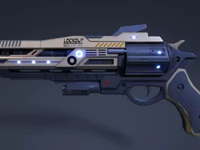 Rail Pistol Low-poly 3D model