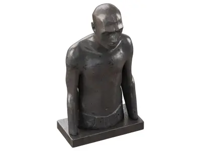  Melancholic male torso in metal 