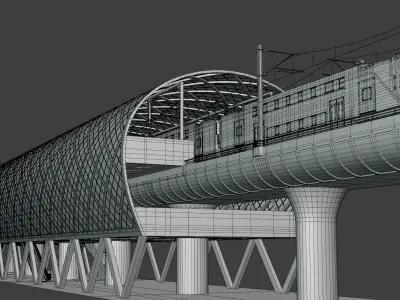 Elevated station with Stadler Kiss USA 3D model