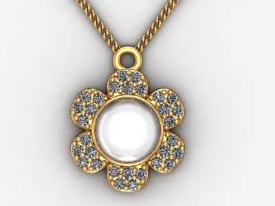 Flower pendant with gems   Ati002 3D print model purchase