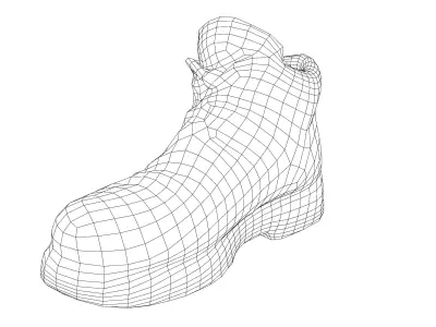 Scanned Leather boots Low-poly 3D model