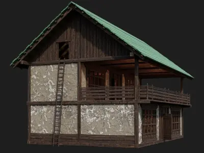 Old Medieval Building 4K Textures GameReady 133 Low-poly 3D model