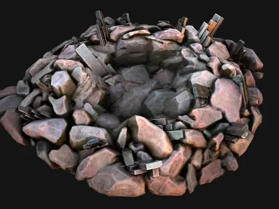 Silver Ore Metal Deposits for Mine Low-poly 3D model