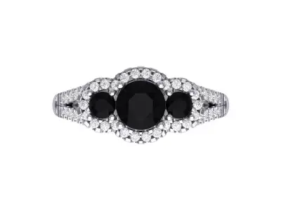 Solitair 3 Stone ArtDeco Ring 3D print model