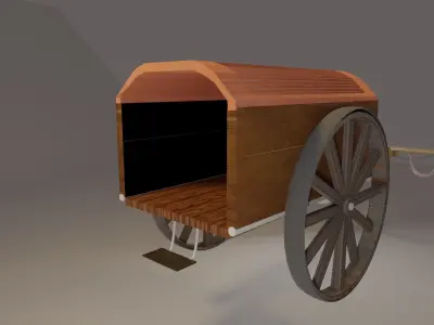 Midieval cart Low-poly 3D model